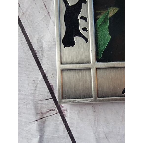 Cat Picture Frame Pewter Carr Black Velour Cutout Edge 3.5” x 5” Photo Vintage - Picture 7 of 9